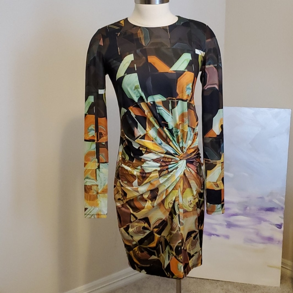Ted Baker London Abstract Long Sleeve Dress